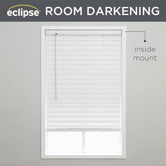 Eclipse 2" Premium Vinyl Blinds for Light Filtering & Privacy, Durable Room Darkening Blinds for Home or Office, Tested and Certified Child Safe Cordless Vinyl Blinds - White, 31.5 W x 48 L