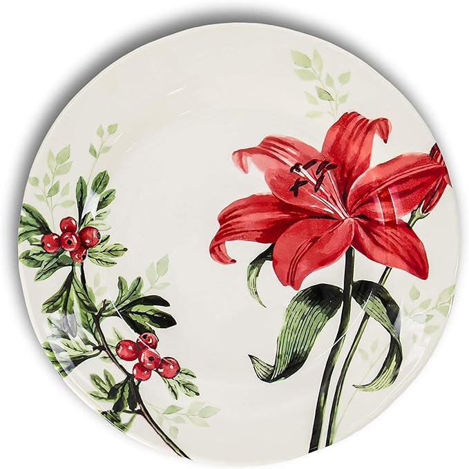 Tudor Royal Collection 24-Piece Round Dinnerware Set, Service for 6, Rosemary Design, Summer Flowers, Plates Bowls Mugs Dishes, High-Gloss Premium Quality
