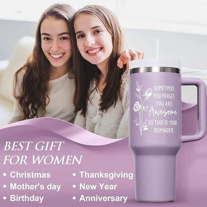 Birthday Gifts for Women Friendship, 40 OZ Tumbler Christmas Inspirational Gift for Women Unique Thank You Gifts for Mom Friend Sister Coworker Employee Nurse Teacher Awesome Gift, Insulated Cup