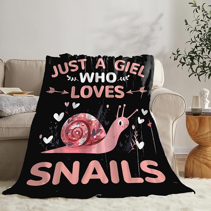 Snails Blanket Gifts for Girls Women Snail Stuff Throw Blankets Cozy Plush Fleece Flannel Fuzzy for Bed Decor 80"X60"