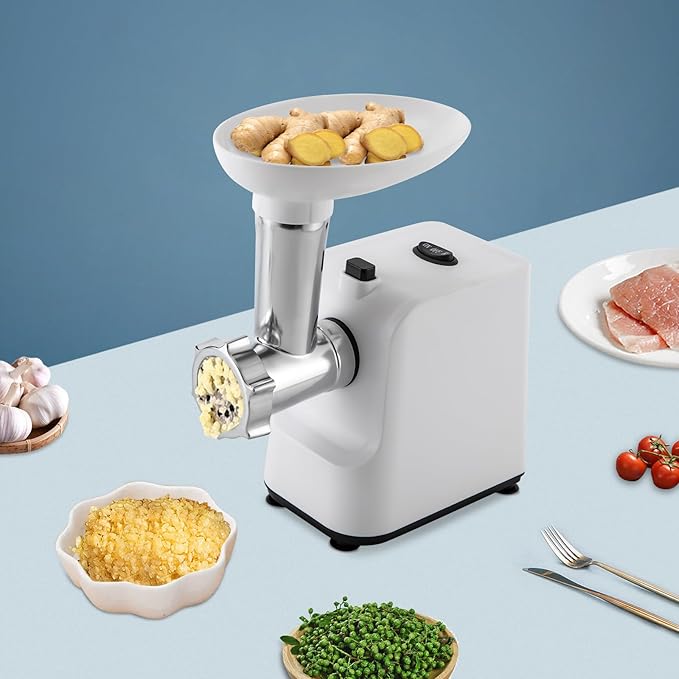 Meat Grinder, 1000W Electric Grinder For Meat with Attachments, Stainless Steel Sausage Maker Machine Kubbe Kit with 3 Grinding Plates Automatic Meat Grinder for Home & Kitchen (White)