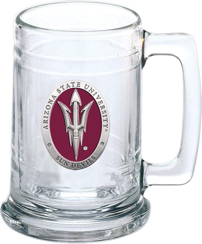 Heritage Pewter Arizona State Beer Stein Glass | 15 Ounce German-Style Beer Glass | Intricately Crafted Metal Pewter Alma Mater Inlay