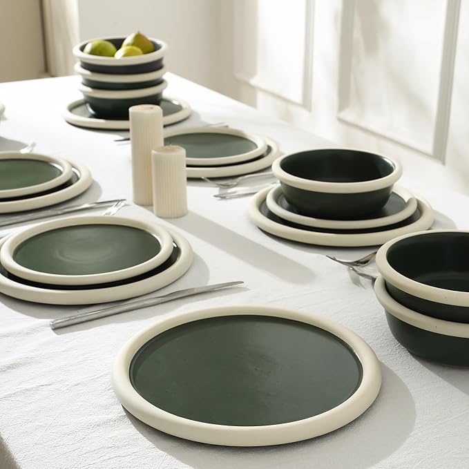 Stone Lain Capri 24-Piece Dinnerware Set Stoneware, Green