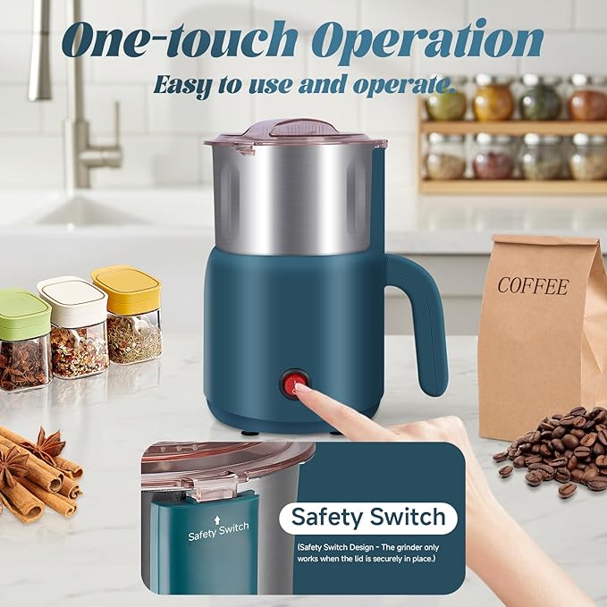 Electric Spice Grinder - 800W Versatile Grain Dry Grinder for Kitchen, Safety and Overheating Dual Protection, Suitable for Grinding Spices, Coffee, Herb, Grain