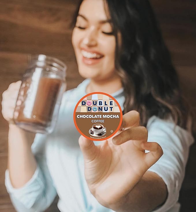 Double Donut Coffee Chocolate Mocha Coffee Pods, Single Serve Mocha for Keurig K Cup Brewers, Rich, Creamy Pods for Chocolate Lovers, 24 Count