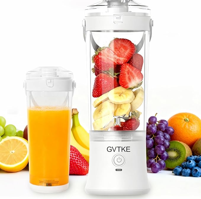 Portable Blender Dual Mode 18000RPM 20Oz Blending Cup Ice Crushing Smoothie Frozen Fruit Mini For Home Gym Travel(White)