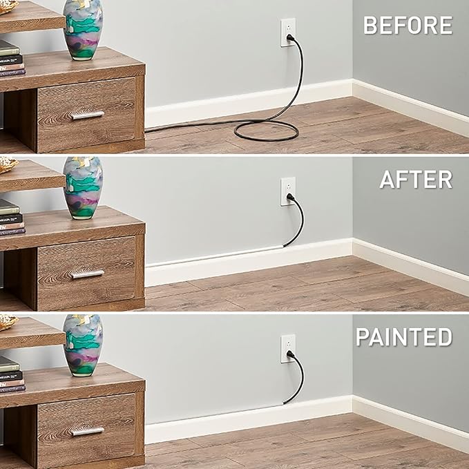 Legrand Wiremold C110S Cordmate 108 Inch 17 Piece Cord Cover Kit, Organizer for Wall, Holds 1 Cord or Cable, Sustainable Packaging, White (1 Pack)