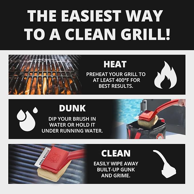 Grill Rescue BBQ Replaceable Cleaning Head, Bristle Free Grill Brush- Durable and Unique Grill Tools for Cast Iron or Stainless-Steel Grates, Barbecue Cleaner