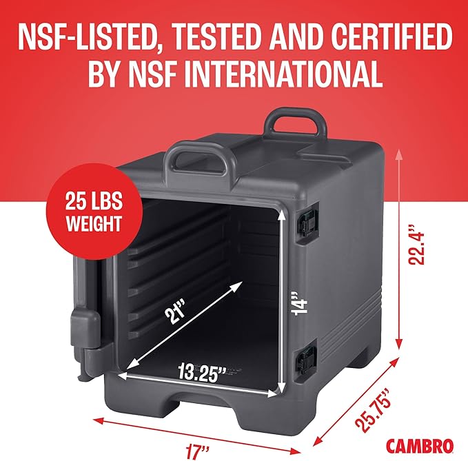 Cambro Insulated Food Pan Carrier - Hotbox and Food Warmer for Catering & Transport - Front Load UPC300 Series (Charcoal Gray)