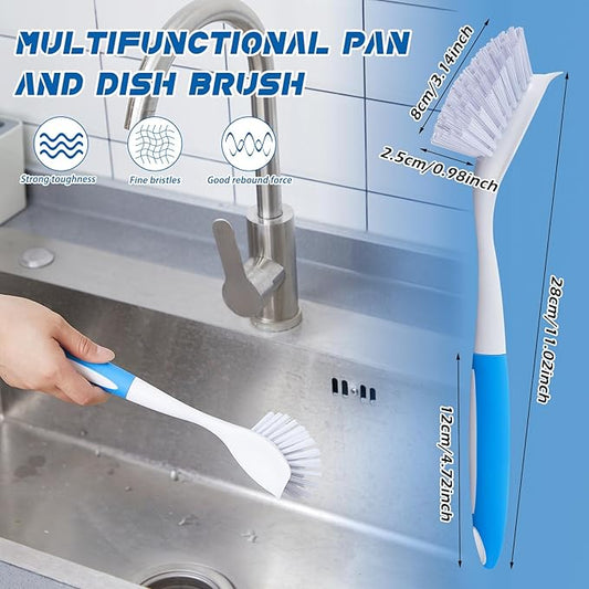 Hsei 30 Pcs Blue Kitchen Scrub Dish Brush Bulk with 11 Inch Handle Cleaning Dish Scrubber with Stiff Bristles Washing Scrub Brushes for Housekeeping for Pots and Pans, Kitchen Sink
