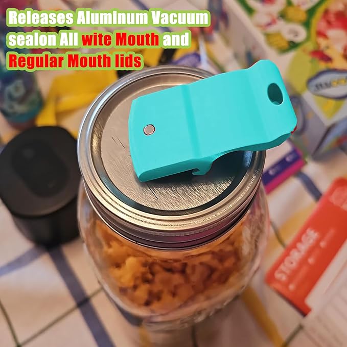 2pcs Canning Jar Opener with Magnets Mason Jar Opener Canning Tool Releases Vacuum Seal on Wide Mouth and Regular Mouth Lids (Blue)