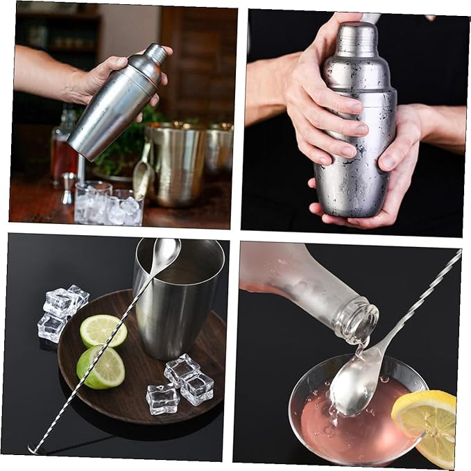 Stainless Steel Cocktail Shaker with Storage Rack Versatile Barware for Home and Bar Parties Includes Mixer Tools for Cocktails Iced Coffee Tea Birthday and Housewarming