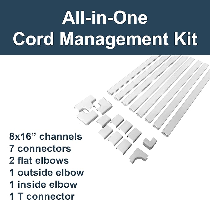 Legrand - Wiremold Cord Cover, White Cord Hider for Mounted TV, Sortable 12 Foot Cord Cover to Hide TV Cords