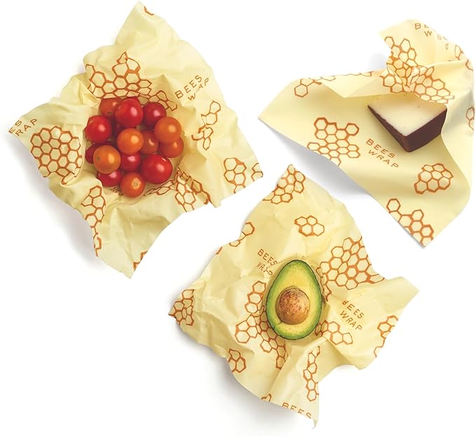 Bee's Wrap Beeswax Wraps for Food - Honeycomb Medium 3 Pack Made in USA Reusable & Organic Food Wraps, Sandwich Wrap & Bowl Covers - Eco-Friendly Alternative to Aluminum Foil & Plastic Wrap