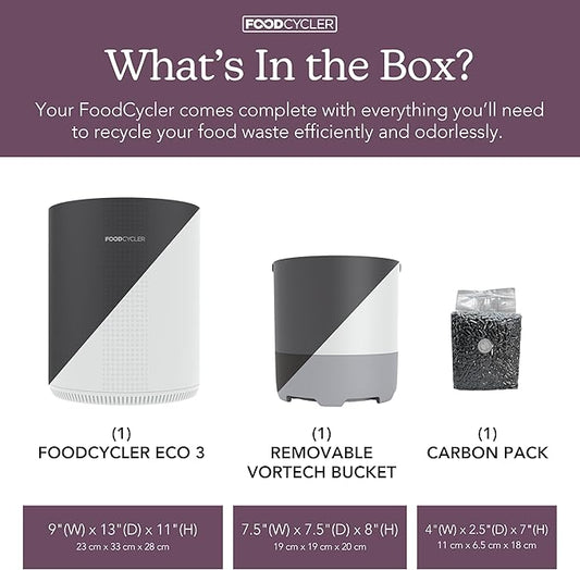 Food Cycler Eco 3 Compact Kitchen Food Recycler | Indoor Composter Bin Alternative | Electric Countertop Food Waste Disposer with Odorless 3.5L Indoor Food Waste Bin for Easy Waste Management | Grey