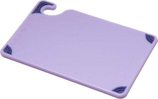 San Jamar Saf-T-Grip Plastic Cutting Board with Safety Hook, 6" x 9" x 0.375", Purple