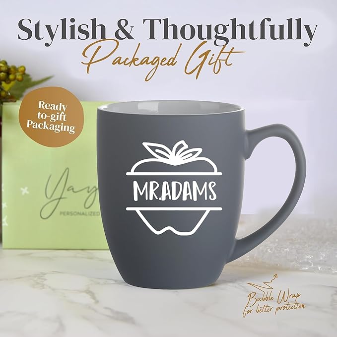 Personalized Teacher Gifts, Custom Coffee Mug for Women, Teachers Appreciation Gift, Engraved Funny Gift for Preschool Elementary High School Teacher Professor