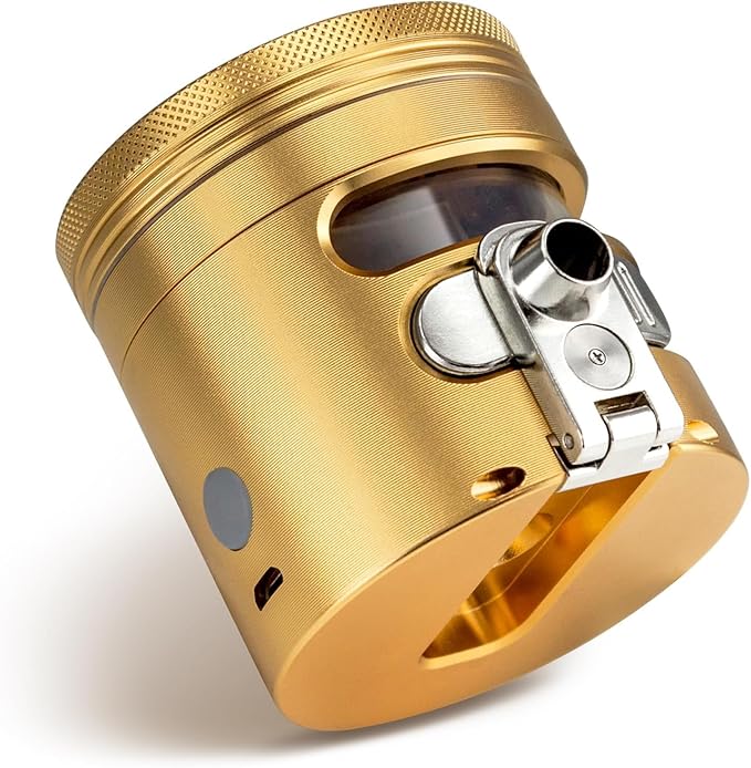 MANUAL Grinder AUTOMATIC Dispenser Large 2.5" Aluminum Alloy, for HOME & KITCHEN ONLY (Gold)