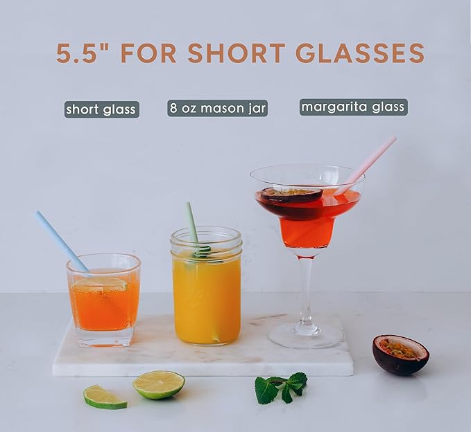 Mini Short Pinch Test Passed 5.5" Replacement Reusable Toddlers& Kids&Baby Silicone Small Straws for The First Years Take & Toss Spill Proof Straw Cup-Safe Fun for Baby Teething Chewing