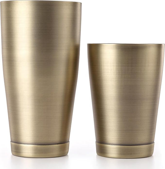 Barfly Cocktail Shaker Tin Set (18 oz and 28 oz), Antique Gold