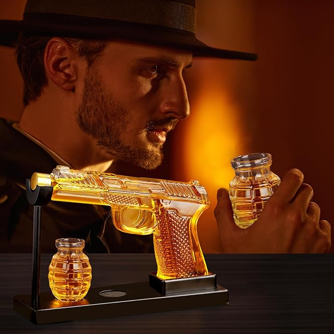 Oaksea Gifts for Men Dad Christmas, Unique Anniversary Birthday Gift for Him Husband, 9 Oz Whiskey Decanter Set with 2 Oz Shot Glasses, Cool Military Presents liquor dispenser for Home Bar Man Cave