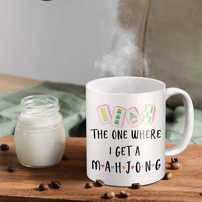 Mahjong Lover Gifts Mug, Mahjong Gifts for Women Coffee Cup Ceramic, Gift for Mah Jong Players Lovers, Mah Jong Accessories Ceramic Coffee Tea Mug 11 oz