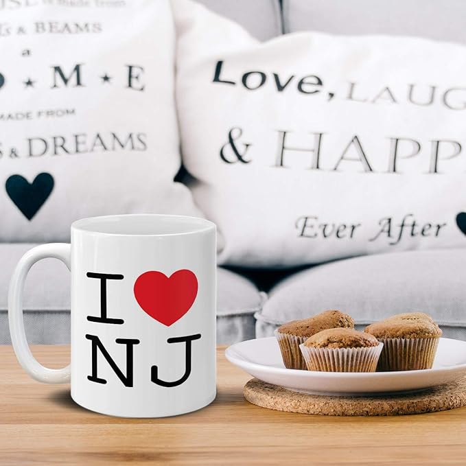 MUGBREW I Love NJ New Jersey Ceramic Coffee Mug Tea Cup, 11 OZ
