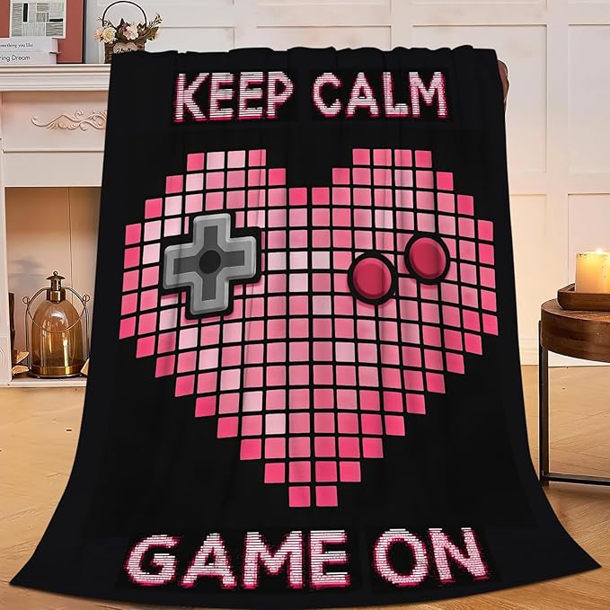 Gaming Blanket Gifts for Girls Boys Gamer Throw Blankets Cozy Plush Fleece Video Game Decor Flannel Fuzzy for Kids 80"X60"