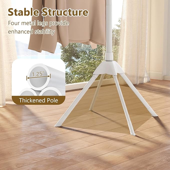 Tangkula Clothes Drying Rack, Foldable Laundry Drying Rack with 8 Bamboo Hanging Rods, 4-Legged Design, Space-Saving Floor Standing Octopus Airer for Balcony Bedroom Household