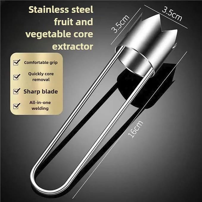 Fruit and Vegetable Corer Pepper Seed Apple Remover Bell Pepper Tomato Corer Tool Stainless Steel Kitchen Gadget (Pepper corer + Apple corer B)