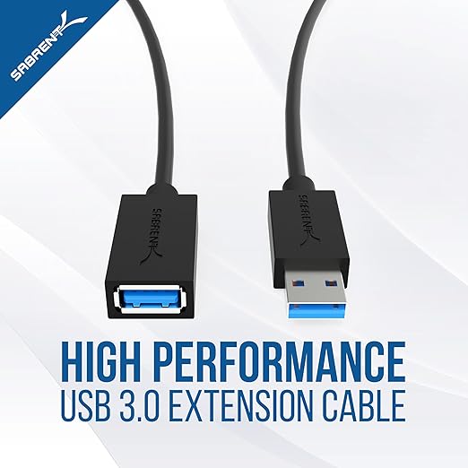 SABRENT 22AWG USB 3.0 Extension Cable A Male to A Female [Black] 6 Feet (CB-3060)