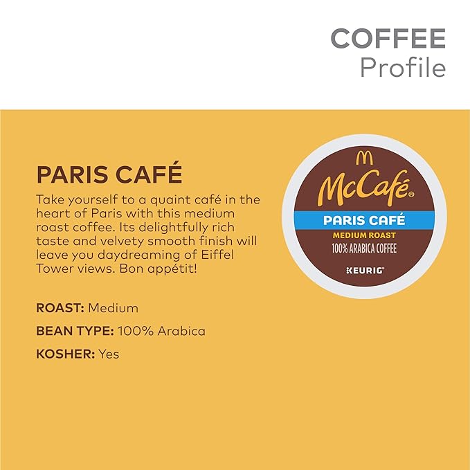 McCafe Paris Café, Single Serve Coffee Keurig K-Cup Pods, Medium Roast Coffee, 12 Count