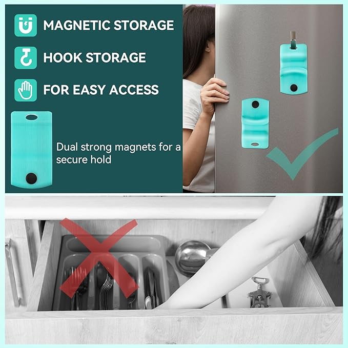2 Pack Canning Jar Opener with Magnets, Mason Jar Opener For Canning Lids, for Regular and Wide Mouth Lids, Powerful Magnet for Easy Refrigerator Storage, Releases Vacuum Seal(Blue)