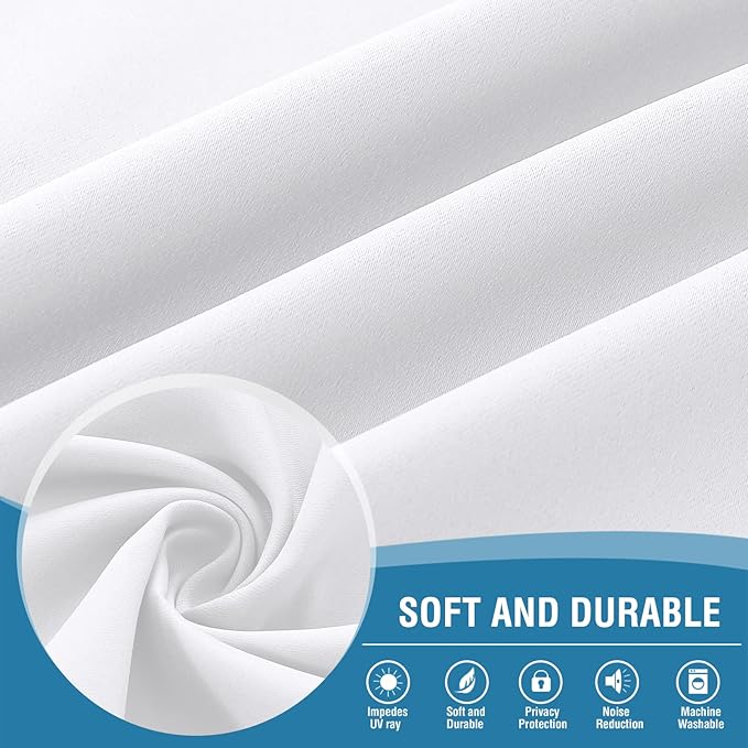 H.VERSAILTEX 100% Blackout Curtain Panels 63 Inches Long Thermal Insulated Blackout Lined Curtains for Bedroom Two Layers Full Light Blocking Drapes for Living Room, 2 Panels, Pearl White