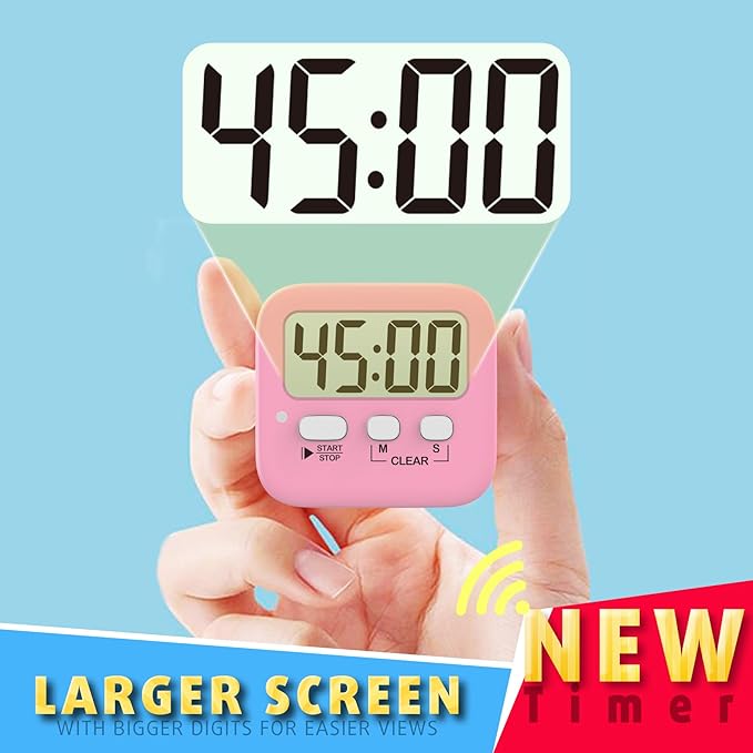 Antonki 2 Pack Digital Timer for Kids, Magnetic Countdown Kitchen Timers for Cooking, Egg, Classroom, Teacher, Exercise, Study, Oven - Battery Included
