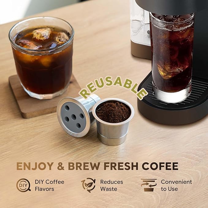 Stainless Steel Reusable K Cups for K eurig Supreme & Supreme Plus, Reusable K Cups Five Hole Universal K-eurig Refillable Coffee Pod Filter (3 Pack)