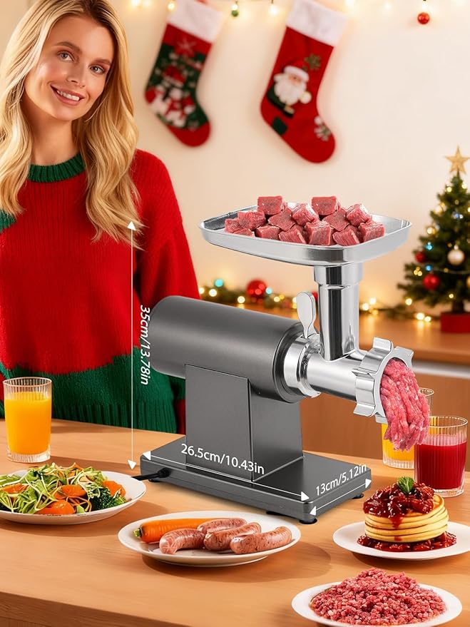 Electric Meat Grinder 3200W Multifunctional Meat Grinders Chopper Machine with Cutting Blade 3 Grinding Plates 3 Sausage Stuffers Kubbe Kit Juicer Cheese Grater Veggie Shredder Slicer