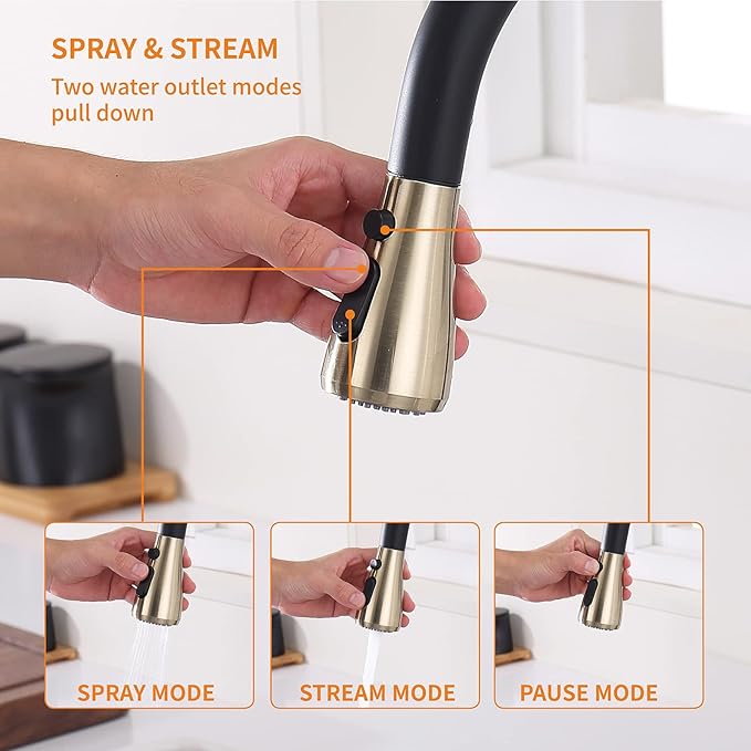 Touchless Kitchen Faucet with Pull Down Sprayer, Motion Sensor Kitchen Faucet with Kitchen Soap Dispenser, Single Handle High Arc Pull Out Faucet for Kitchen Sink,Black and Polished Chrome