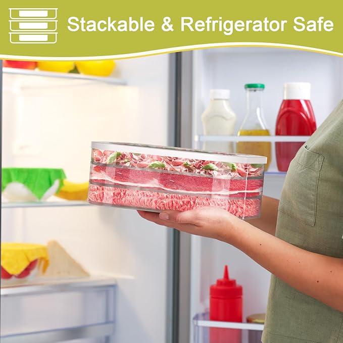 4 Pcs Deli Meat Container for Fridge, Stackable Bacon Lunch Meat Container for Refrigerator, Food Storage Boxes with 4 Lids for Cold Cuts, Cheese, LunchMeat, Salami, Meal Prep Containers, BPA Free