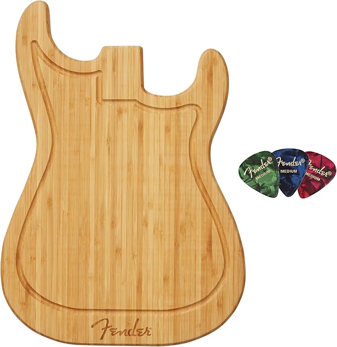 Fender Stratocaster Cutting Board Bundle with Picks