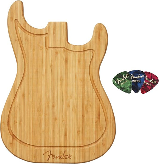Fender Stratocaster Cutting Board Bundle with Picks
