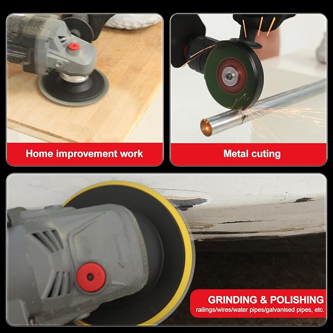 Cordless Electric Angle Grinder, 4-1/2 Inch, 6.5amp, 21V Wireless Lithium Battery Drive, 7500RPM High-Speed Rotation, Equipped with Dual 4.0AH Batteries, Fast Charger