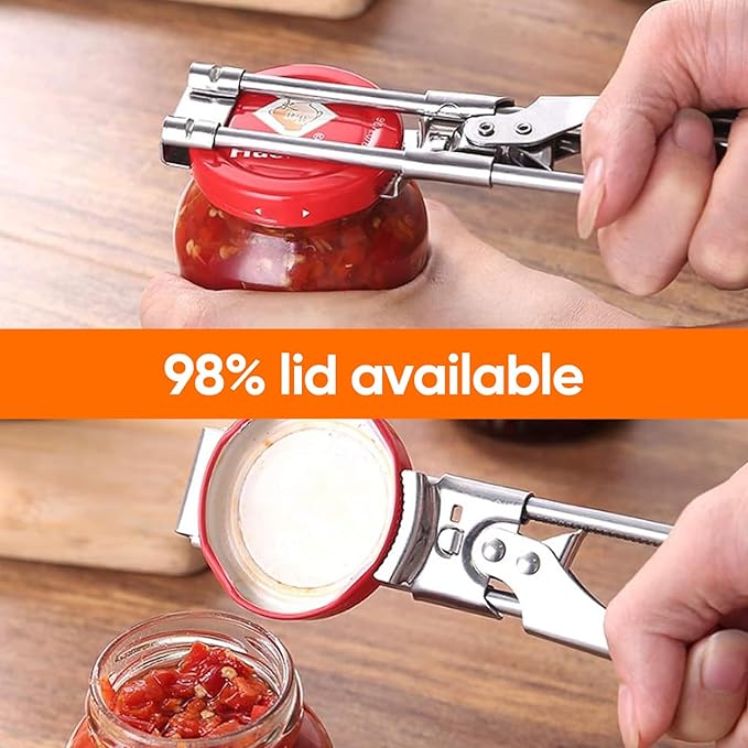 Jar Opener for Weak Hands, Adjustable Stainless Steel Lid Gripper, Effortless Multifunctional Bottle Opener for Seniors & Arthritis, Manual Jar Gripper Kitchen Accessories (1)