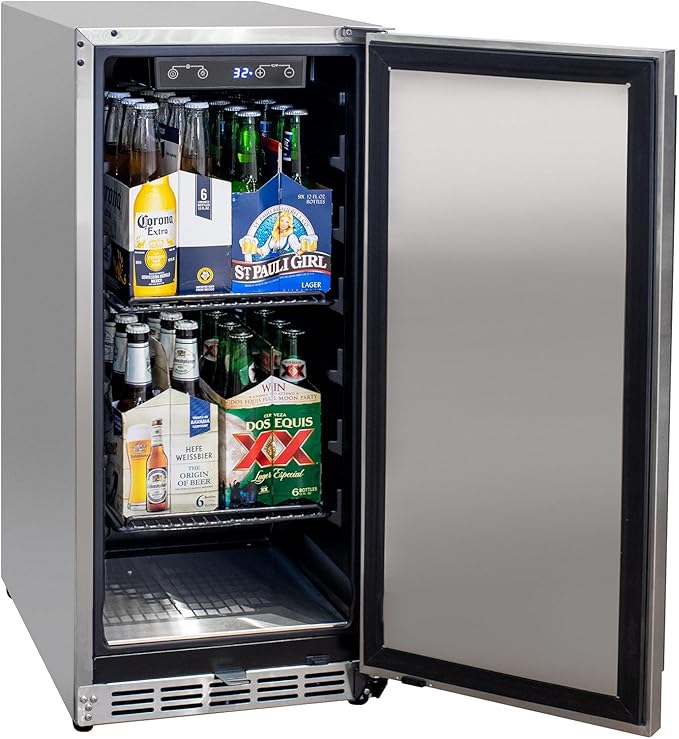 Kegco 15" Wide Built-In Outdoor Commercial Beverage Center with Solid Door HK-15BC-SS