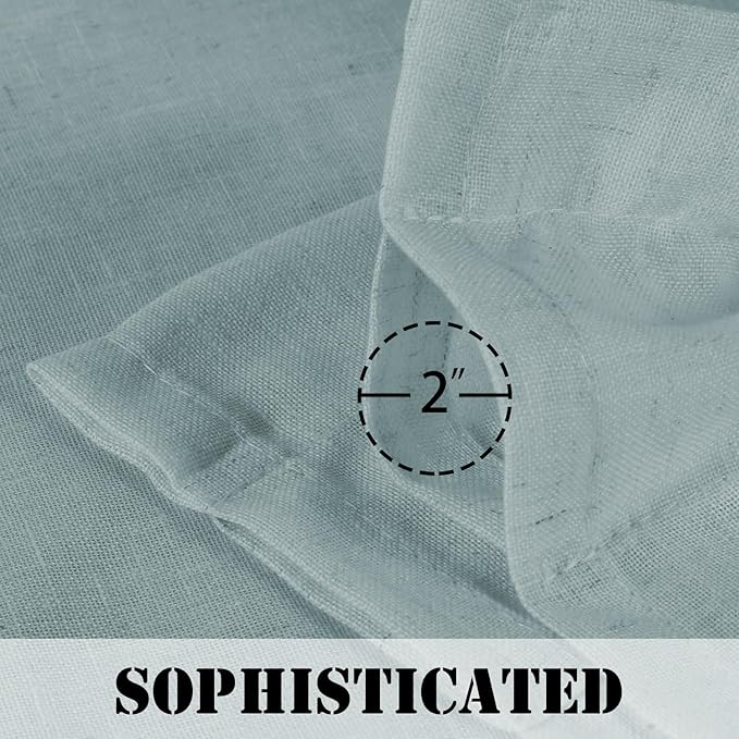 H.VERSAILTEX Linen Curtains Elegant Natural Linen Semi Sheer Curtains Energy Light Filtering Rod Pocket Window Treatments Panels for Living Room (Set of 2, Cloud Blue, 52 inch W X 96 inch L)