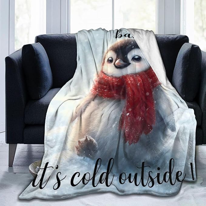Penguin Blanket Gifts for Girls Boys Throw Cozy Plush Fleece Flannel Lightweight Fuzzy Party Blankets for Women Men 60"X50"