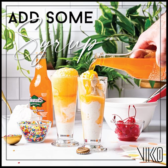 Vikko Footed Ice Cream Glasses, 6.3 Ounce Milkshake Dessert Cups for Floats, Shakes, and Sundaes - Set of 6