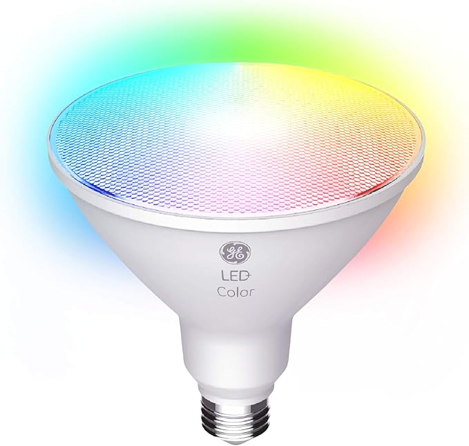 GE LED+ Color Changing LED Light Bulbs with Remote, 15W, No App or Wi-Fi Required, PAR38 Outdoor Floodlights (3 Pack)