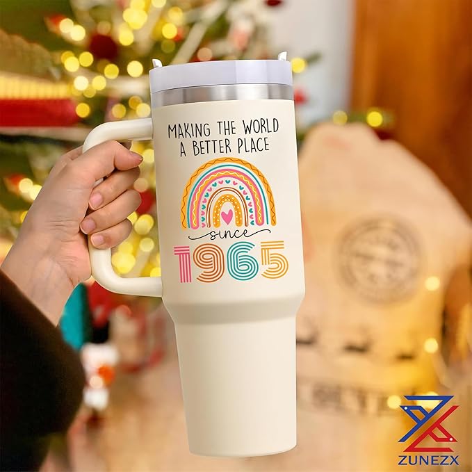 60th Birthday Gifts for Women, 60 Fabulous Gift For Her Mom, Cool 60th Birthday Gifts Tumbler 40oz, 60 Years Old 1965 Birthday Gifts for Women, 60th Birthday Decorations for Woman, Turning 60 Present