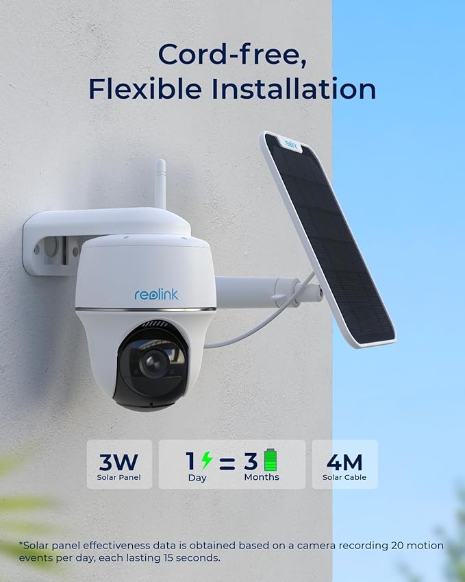 REOLINK Security Camera Wireless Outdoor, Pan Tilt Solar Powered, 5MP 2K+ Color Night Vision, 2.4/5GHz WiFi, Cameras for Home Security, Works with Home Hub, Argus PT + Solar Panel